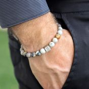 Bracciale da Uomo in Diaspro Picasso con Firma - Argento 925