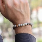 Bracciale da Uomo in Diaspro Picasso con Firma - Argento 925