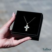 Engraved Cross Necklace with Nano Bible [Sterling Silver]