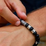 Cross Men Name Bracelet With Black Onyx Stones
