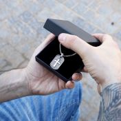 Collar Grabado Placa con Cruz para Hombre - Plata de Ley