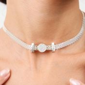 Enchanted Pavé Circle Milanese Chain Necklace [Sterling Silver]