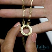 Collar Círculo Familiar Cadena de Eslabones con Nombre [Bañado en Oro de 18K]