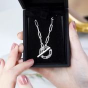 Family Anchor Link Chain Name Necklace - Dark Circle [Sterling Silver]