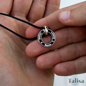 Father's Circle Name Necklace - 18K Gold Vermeil / Black Сord