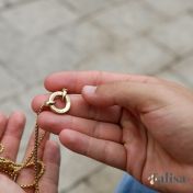 Father's Circle Box Chain Name Necklace - 18K Gold Plated