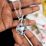 Family Compass Link Chain Name Necklace [Sterling Silver]
