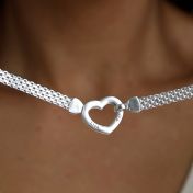 Ties of Heart Milanese Chain Name Necklace [Sterling Silver]
