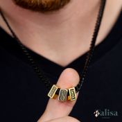 Kubanische Panzerkette mit Namen und Unendlichkeit Charm [750er Gold Vermeil] - Geschwärzt