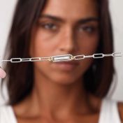 Link Chain Bar Engraved Necklace [Sterling Silver]