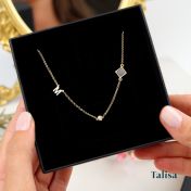 Collier Maria Diamant Initiale avec Nano Bible - Plaqué Or 18ct