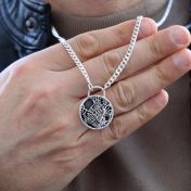Navigationskarte Männer Halskette mit Kubanischer Kette - Sterlingsilber