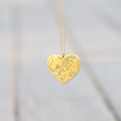 Ties of Heart Engraved Map Necklace [18K Gold Plated]