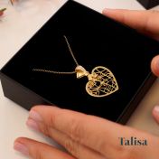 Collier Carte Liens du Cœur orné d’un Nœud avec Diamant - Plaqué Or 18ct