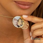 Talisa Map Necklace with Photo Pendant [18K Gold Plated]