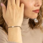 Crystal Cross Bracelet - Black Cord [Sterling Silver]