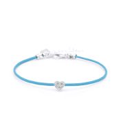 Ties of Heart Crystal Bracelet - Turquoise Cord [Sterling Silver]