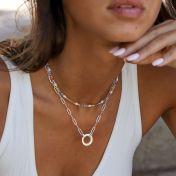 Family Circle Link Chain Name Necklace [Sterling Silver]