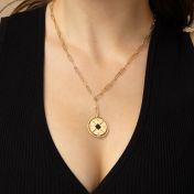 Collier Initiales Boussole avec Nano Bible [Plaqué Or 18ct] 