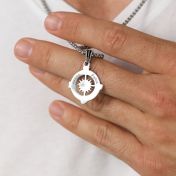 Collier Boussole Étoilée avec Prénoms pour Homme [Argent 925]