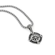 Collier Boussole Étoilée avec Prénoms pour Homme [Argent 925]