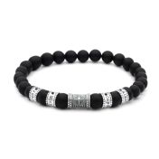 Compass Diamond Men Name Bracelet - Black Onyx
