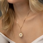 Compass Initials Necklace with Nano Bible [18K Gold Vermeil] 