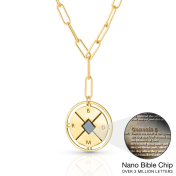 Compass Initials Necklace with Nano Bible [18K Gold Vermeil] 