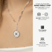 Compass Initials Necklace with Nano Bible [Sterling Silver] 
