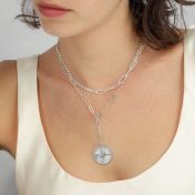 Kompass Medaillon Kette mit Gravur [Sterlingsilber]