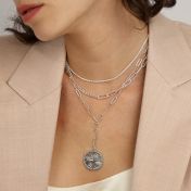 Collier Médaillon Boussole avec Coordonnées [Argent 925] 