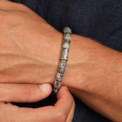 Compass Men Name Bracelet with Picasso Jasper Stones