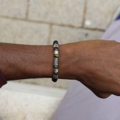 Compass Men Name Bracelet with Green Tiger Eye Stones 