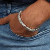 Compass Men Name Bracelet with Picasso Jasper Stones 