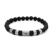 Compass Men Name Bracelet with Black Onyx Stones