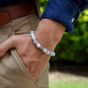 Compass Men Name Bracelet with Howlite Stones