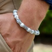 Compass Men Name Bracelet with Howlite Stones