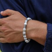 Compass Men Name Bracelet with Howlite Stones