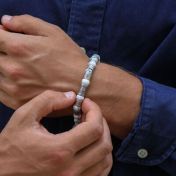 Compass Men Name Bracelet with Howlite Stones