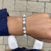 Compass Men Name Bracelet with Howlite Stones