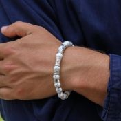 Compass Men Name Bracelet with Howlite Stones