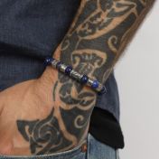 Compass Men Name Bracelet with Lapis Lazuli Stones [Silver]