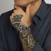 Compass Men Name Bracelet with Lapis Lazuli Stones [Silver]