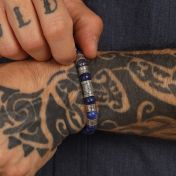 Compass Men Name Bracelet with Lapis Lazuli Stones [Silver]
