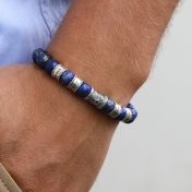 Compass Men Name Bracelet with Lapis Lazuli Stones [Silver]