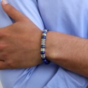 Compass Men Name Bracelet with Lapis Lazuli Stones [Silver]