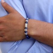Bracelet Lapis Lazuli Prénom avec Boussole pour Homme 
