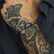 Compass Men Name Bracelet with Lapis Lazuli Stones [Silver]