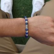 Compass Men Name Bracelet with Lapis Lazuli Stones