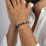 Compass Men Name Bracelet with Lava Stones